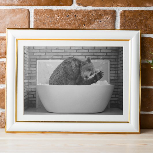 Poster Bear  in Bathtub Bubble bath Animal 