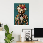 Poster Bear In Suit Poster, Bear Portrait, Bear Oil (Bureau à domicile)