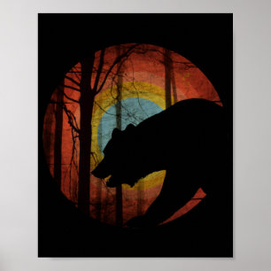 POSTER BEAR IN THE WOODS FOREST VINTAGE