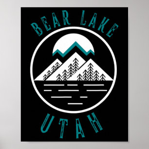 Poster Bear Lake Utah Montagne Ski Hiking Pêche Bateau