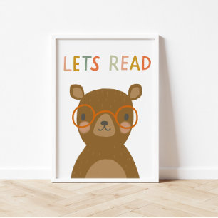 Poster Bear Mignonne Lire les enfants