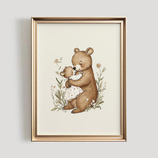 Poster Bear Nursery Print, Vintage Style Nursery PRINTABL