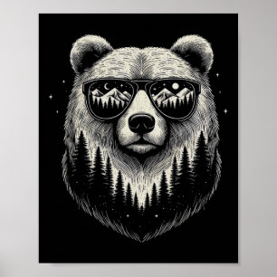 Poster Bear Sungles Nature Scène Art Design Pour Les Femm