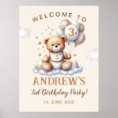 Poster Bear-y Sweet 3rd Birthday – Nursery or Party (Devant)