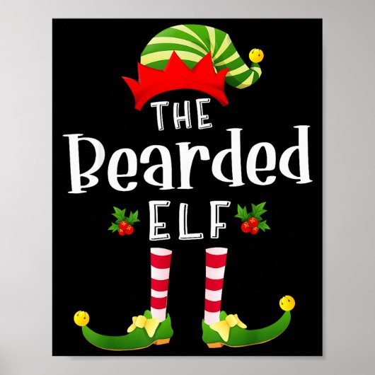 Poster Bearded Christmas Elf Matching Pajama X-mas Party  (Devant)