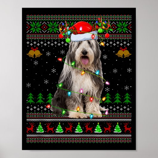 Poster Bearded Collie Dog Ugly Christmas Sweater Holiday (Devant)