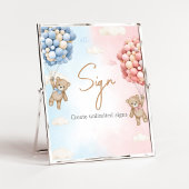 Poster Bearly Wait Bear Balloon Gender Reveal Sign