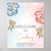 Poster Bearly Wait BearBalloon Gender Reveal Welcome Sign (Devant)