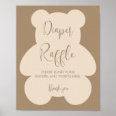Poster Bearly Wait Beige Baby Shower Diaper Raffle (Devant)
