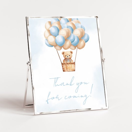 Poster Bearly Wait Blue Hot Air Merci pour venir