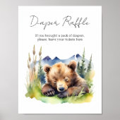 Poster Bearly wait ours baby shower diaper signe de tombo (Devant)