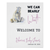 Poster Bearly Wait Polaire Ours rose Baby shower d'hiver (Devant)