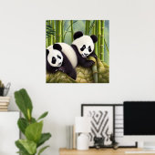 Poster Bears De Panda Cute En Forêt De Bambou (Bureau à domicile)