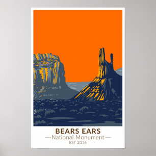 Poster Bears Ears National Monument Utah Vintage
