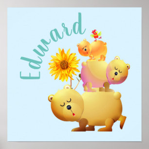 Poster Bears, Rooster & Sunflower Tower