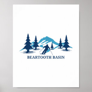 Poster Beartooth Basin Wyoming Station de ski Ski Skier T