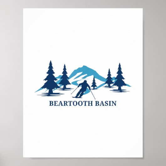 Poster Beartooth Basin Wyoming Station de ski Ski Skier T (Devant)
