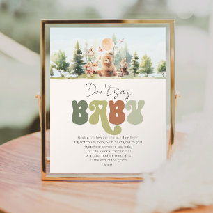 Poster Beary Cute Woodland Ne pas dire Baby shower jeu