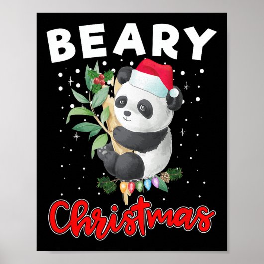 Poster Beary Joyeux Noël Pour Panda Les Amateurs D'Ours D (Devant)