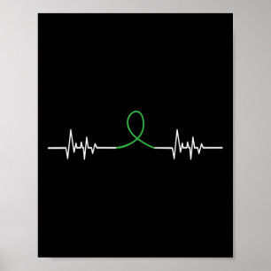 Poster Beat cardiaque au ruban vert - Sensibilisation à l