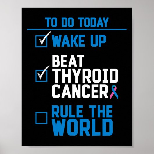 Poster Beat Thyroid Cancer Rule The World Fun Citation (Devant)