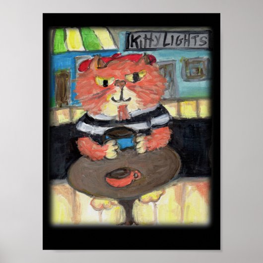Poster Beatnik Kitty Café Peinture d'art populaire (Devant)