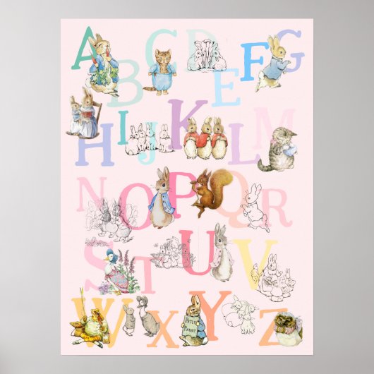 Poster Béatrix de couleur mignonne Potter Alphabet Nurser (Devant)