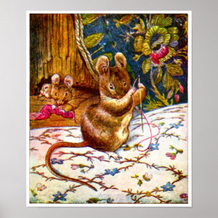 Poster Beatrix potier souris mignon couture vintage