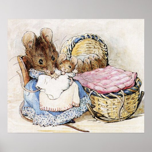 Poster Beatrix Potter Mère et souris bébé (Devant)