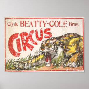 Poster Beatty Cole Circus - 1903 - en détresse