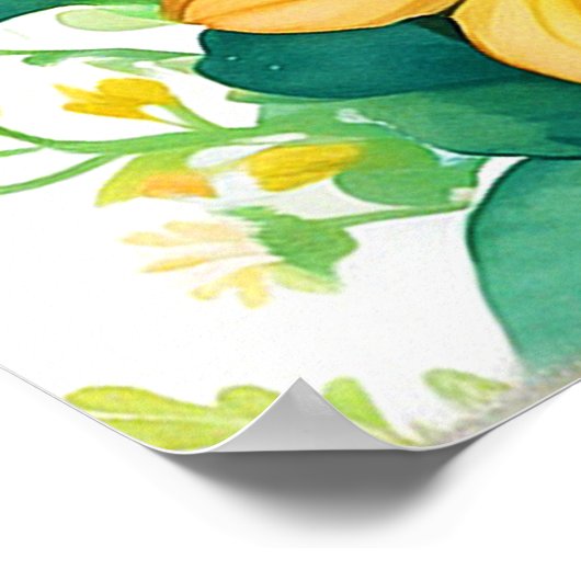 Poster Beau Animal Giraffe Aux Fleurs Oranges (Coin)