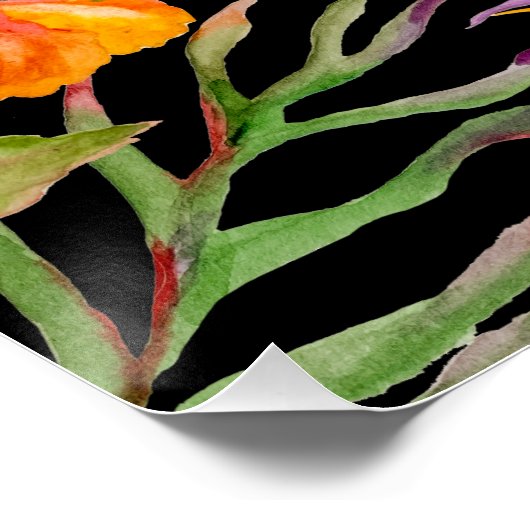 Poster Beau aquarelle cacatau perroquet dessin à la main (Coin)