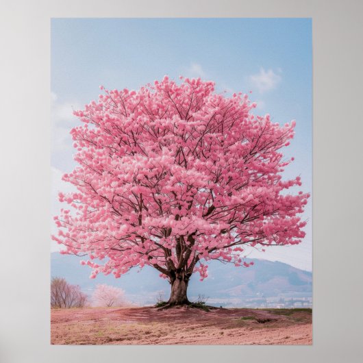 Poster Beau arbre à fleurs de cerisiers (Devant)