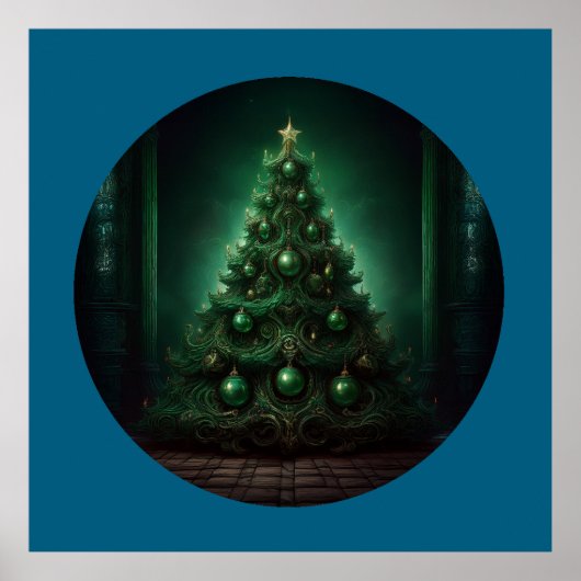 Poster Beau arbre de Noël de style baroque (Devant)