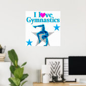 POSTER BEAU BLEU J'AIME LA GYMNASTIQUE (Bureau à domicile)