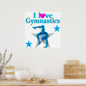 POSTER BEAU BLEU J'AIME LA GYMNASTIQUE (Cuisine)