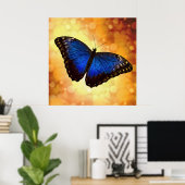 Poster Beau Bleu Morpho papillon Bokeh (Bureau à domicile)