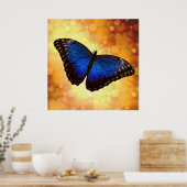 Poster Beau Bleu Morpho papillon Bokeh (Cuisine)