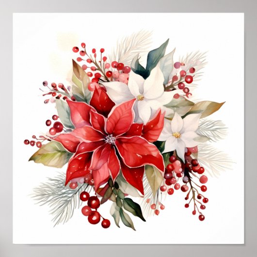 Poster Beau bouquet floral de Noël (Devant)