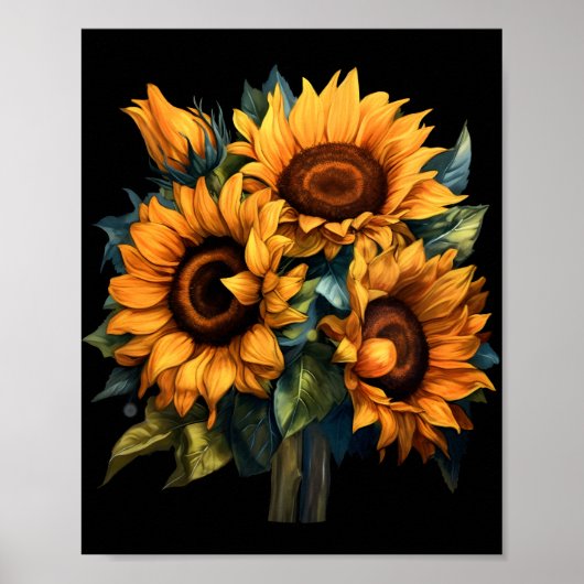 Poster Beau bouquet floral de tournesol (Devant)