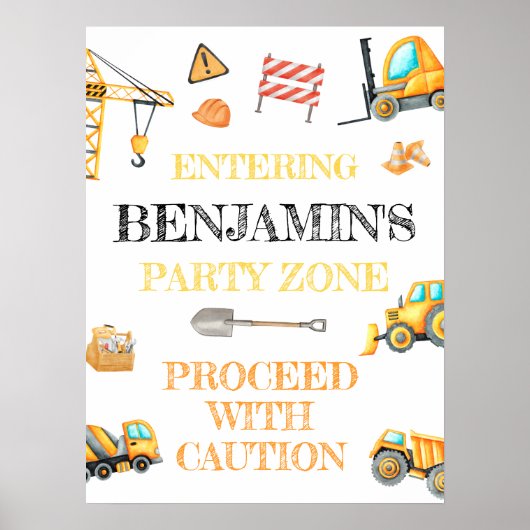 Poster Beau budget Construction fête d'anniversaire (Devant)