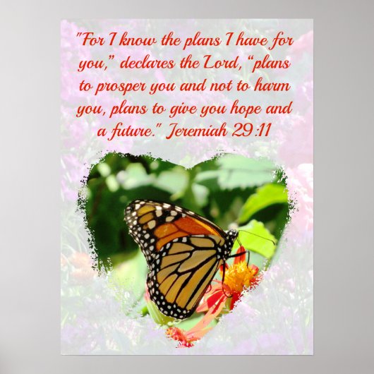 POSTER BEAU BUTTERFLY JEREMIAH 29:11 PLANS D'ESPOIR (Devant)