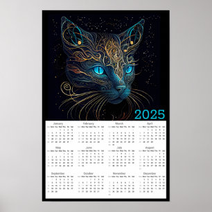 Poster Beau Calendrier Artistique Chat 2025