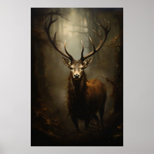 Poster Beau Cerf Dans La Forêt (Devant)