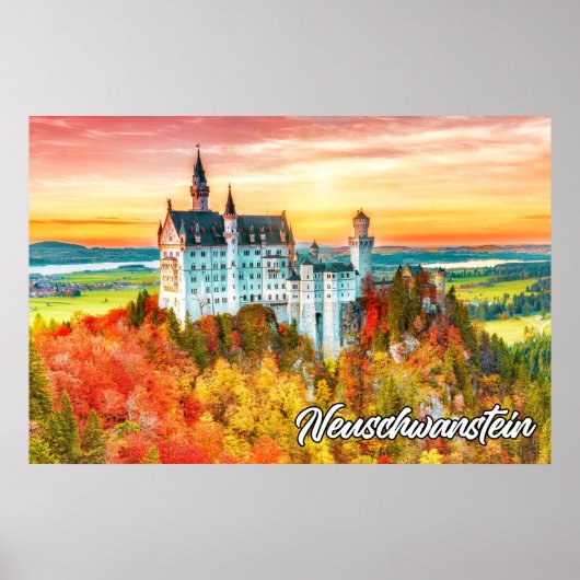 Poster Beau Château de Neuschwanstein, Allemagne (Devant)