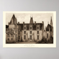 Beau Château français à Sepia Tones