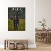 Poster Beau cheval Brown dans Meadow 2024 Calendrier mura