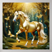 Poster Beau cheval d'or, imaginaire art (Devant)