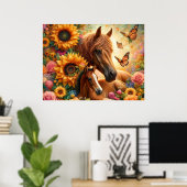 Poster Beau cheval et poulain (Bureau à domicile)