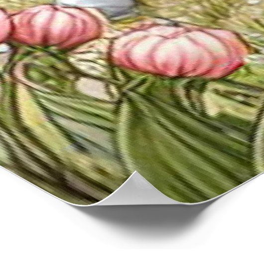 Poster Beau cheval et poulain dans un verger en fleurs (Coin)